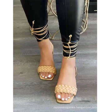 High Quality 2021 New Strap Wrapped Flat Bottom Casual Women′s Sandals